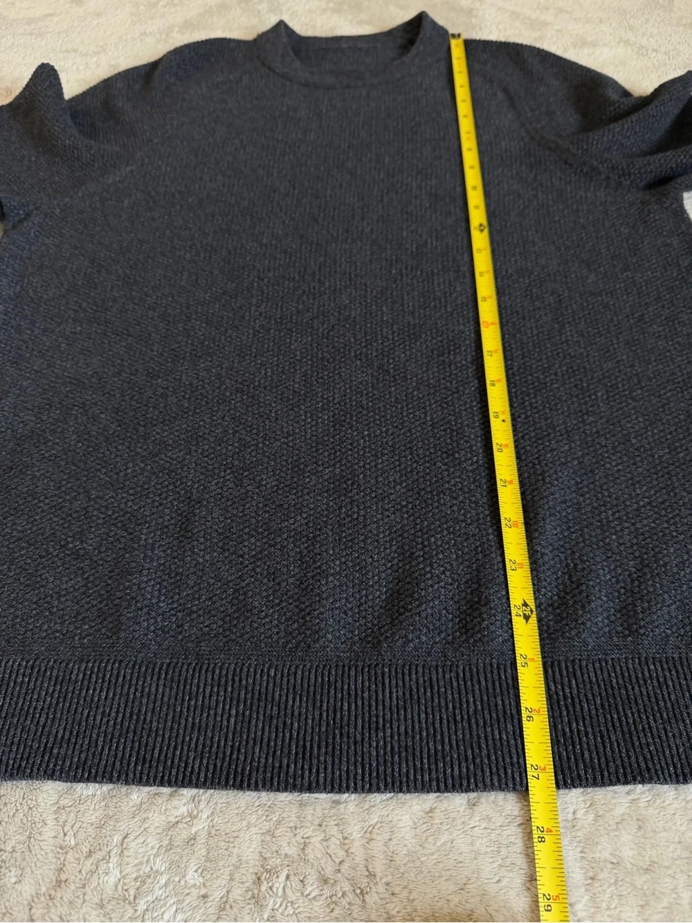 Lululemon Textured Waffle Knit Pullover Crewneck Sweater Men’s Medium Charcoal